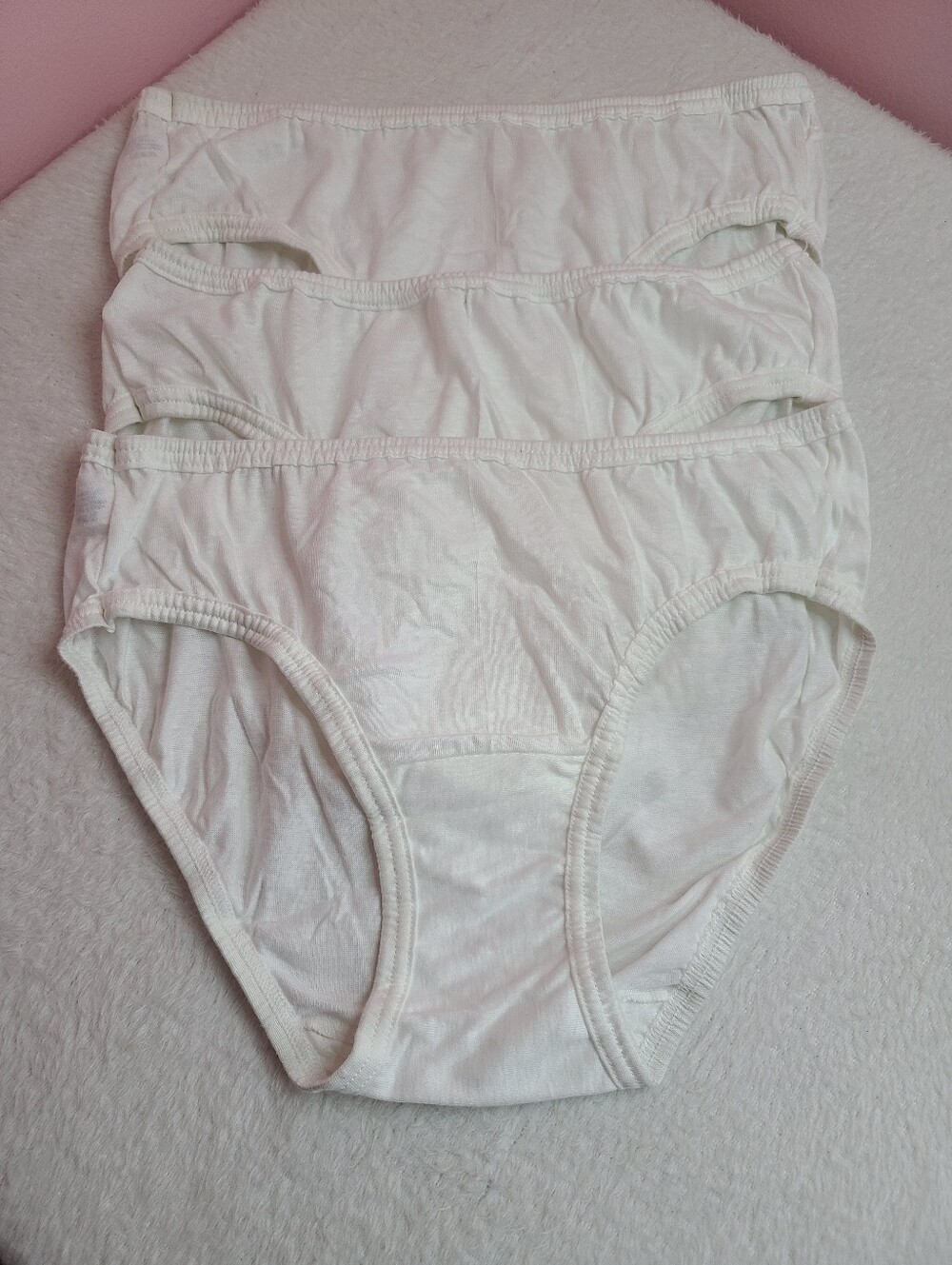 3pk New Vintage 100% Cotton Classic White Bikini Panties Size Medium